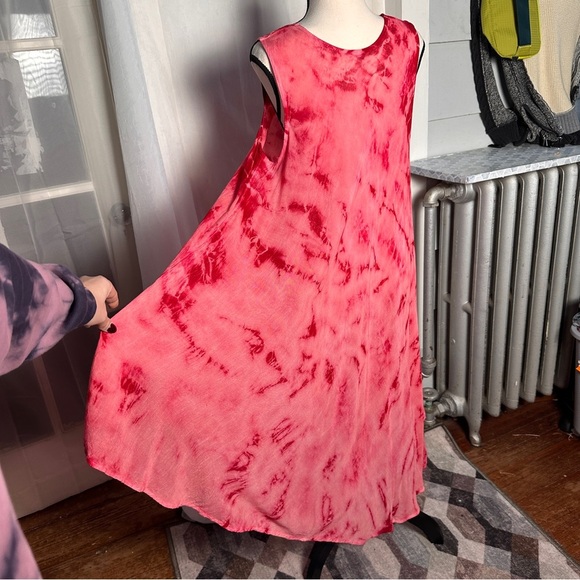 3/$20 💥 Embroidered Butterfly Maxi Dress Relaxed Fit Pink Tie Dye Beach Boho - Picture 7 of 16